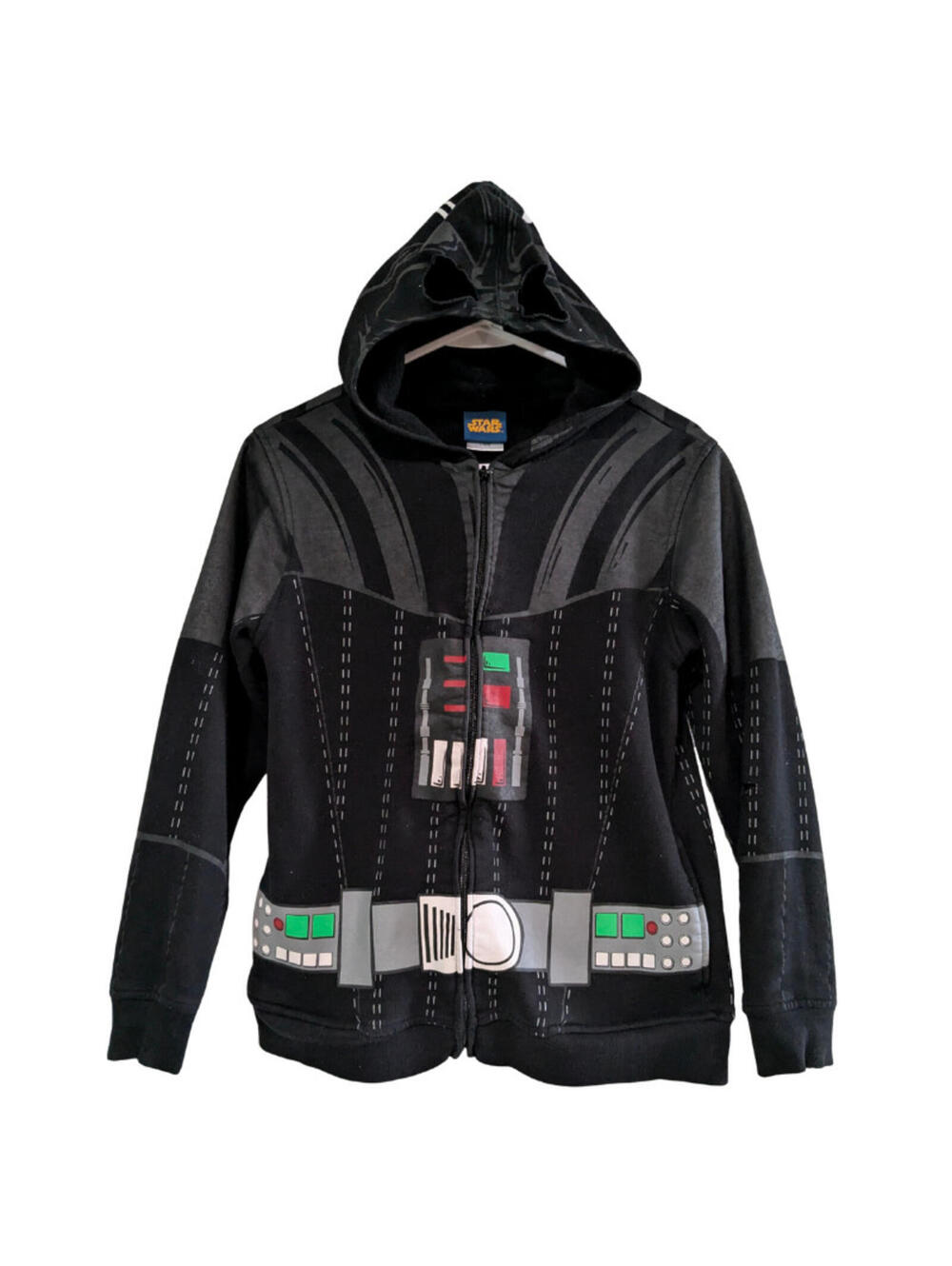 Star Wars Boys Darth Vader Zip Hoodie Jacket Mask, Large 14/16, Black, Fleece